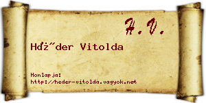 Héder Vitolda névjegykártya